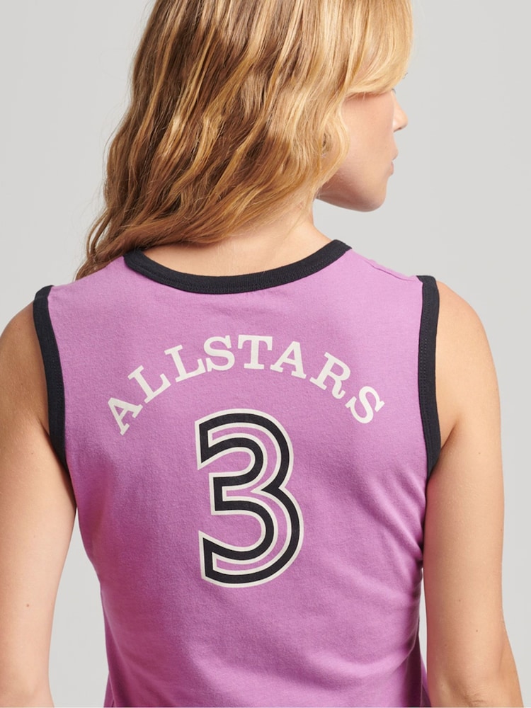 Superdry Purple 100% Cotton Allstars DB Graphic Vest Top - Image 2 of 4