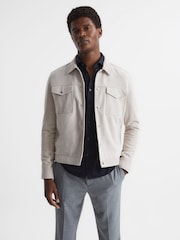 Reiss Navy Nate Cotton-Blend Jersey Cutaway-Collar Shirt - Image 7 of 7