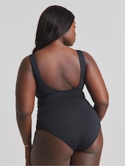 Simply Be Black Chrome Magisculpt Illusion Longer Length Swimsuit - Image 2 of 4