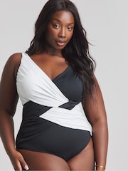 Simply Be Black Chrome Magisculpt Illusion Longer Length Swimsuit - Image 3 of 4