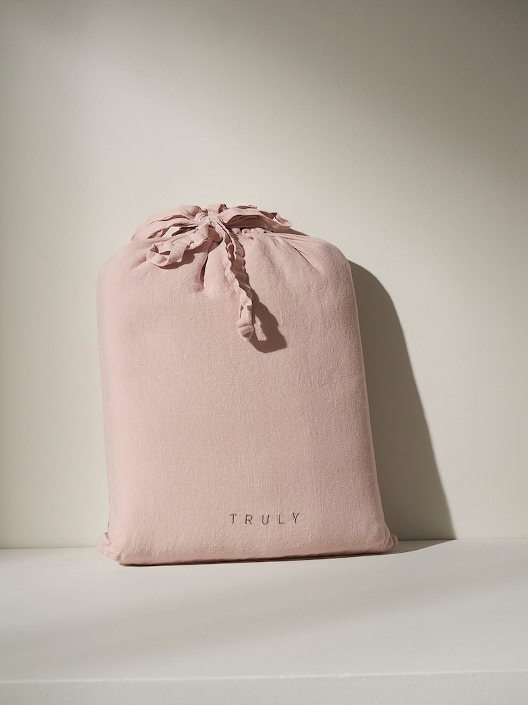 Truly Blush Pink 100% Linen Duvet Cover - Image 3 of 4