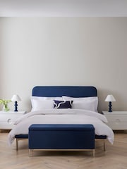 Jasper Conran London Ribbed Cotton Blend Navy Blue Bray Bed Frame - Image 1 of 5