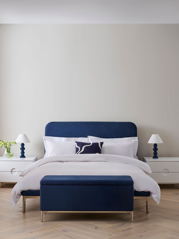 Jasper Conran London Ribbed Cotton Blend Navy Blue Bray Bed Frame - Image 1 of 5