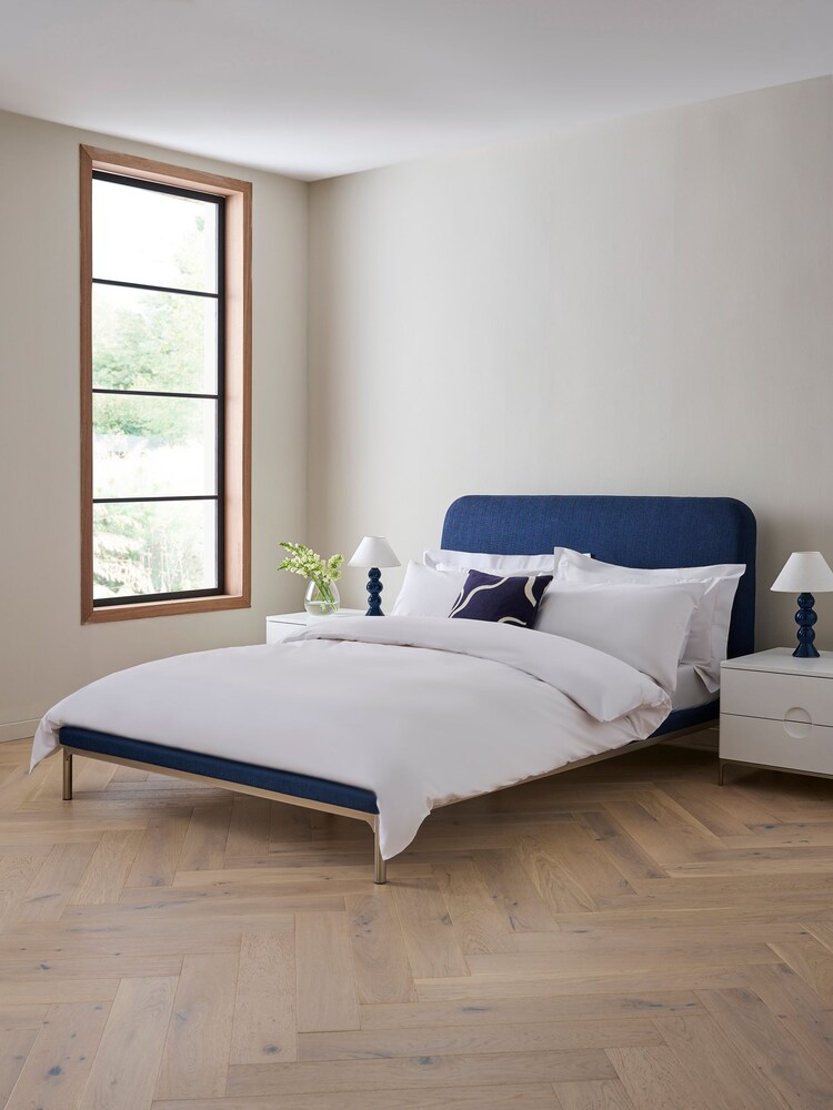 Jasper Conran London Ribbed Cotton Blend Navy Blue Bray Bed Frame - Image 2 of 5