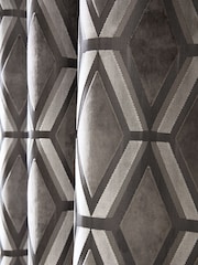 Grey Collection Luxe Heavyweight Geometric Cut Velvet Blackout/Thermal Eyelet Curtains - Image 5 of 6