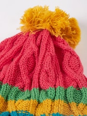 Розовый шапка с узором "косичка" из органического хлопка Frugi - Изображение 2 из 5