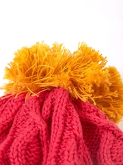 Розовый шапка с узором "косичка" из органического хлопка Frugi - Изображение 3 из 5