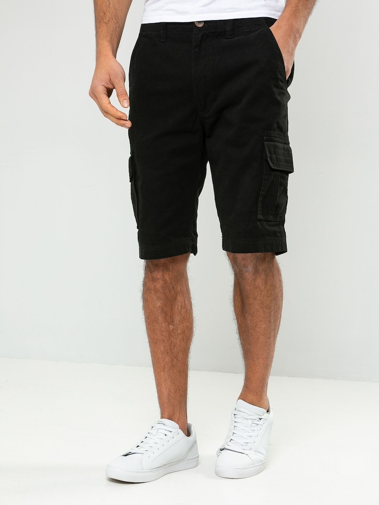 Threadbare Black 100% Cotton Cargo Shorts - Image 3 of 4