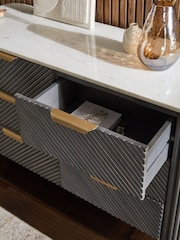 Dark Grey Valencia Marble and Mango Wood 6 Drawer Chest of Drawers - Image 3 of 11
