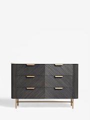 Dark Grey Valencia Marble and Mango Wood 6 Drawer Chest of Drawers - Image 6 of 11