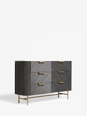 Dark Grey Valencia Marble and Mango Wood 6 Drawer Chest of Drawers - Image 7 of 11