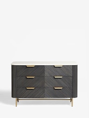 Dark Grey Valencia Marble and Mango Wood 6 Drawer Chest of Drawers - Image 9 of 11