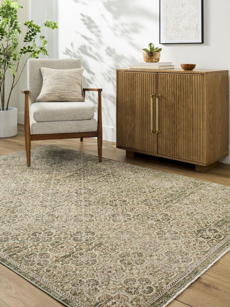 LIVABLISS Green Myrtle Avenue II Galey Alix Vintage Traditional Boho Fringe Rug - Image 2 of 5 LIVABLISS Green Myrtle Avenue II Galey Alix Vintage Traditional Boho Fringe Rug - Image 2 of 5