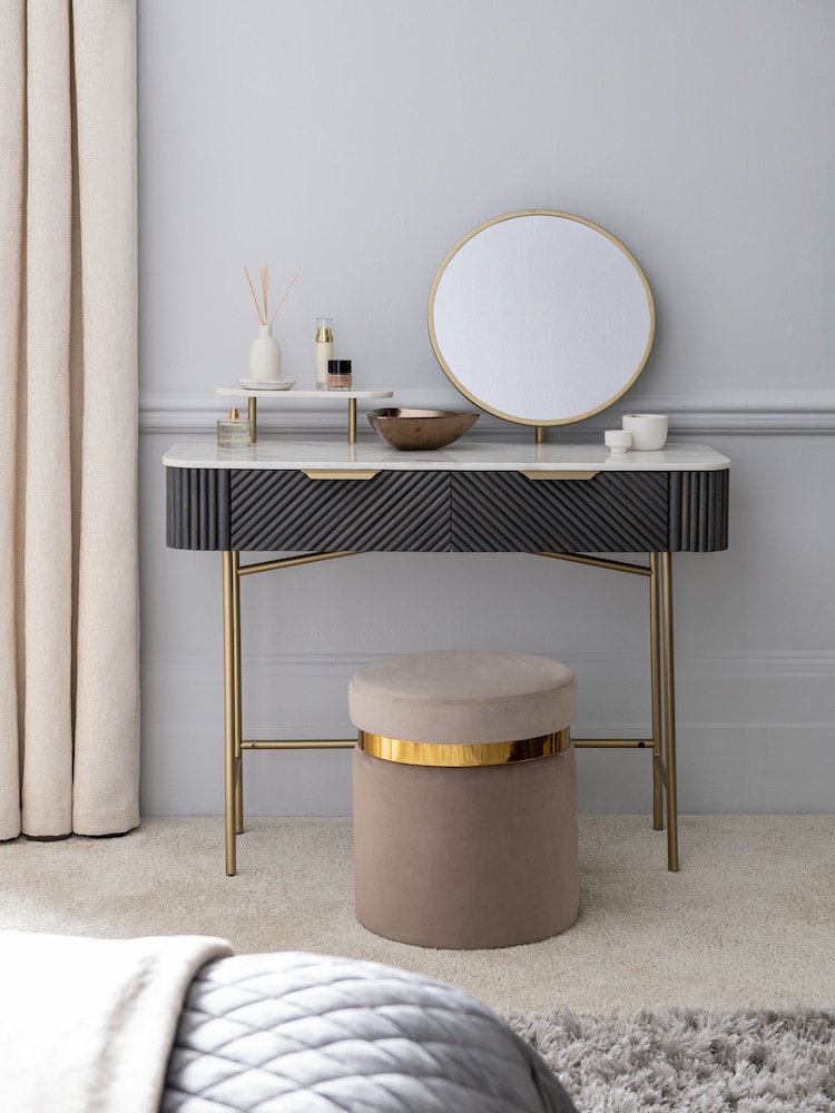 Dark Grey Valencia Solid Mango Wood Small Console Dressing Table - Image 1 of 11