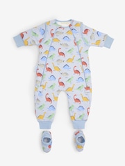 JoJo Maman Bébé Light Blue Dino 2.5 Tog Sleep Snuggler - Image 4 of 7