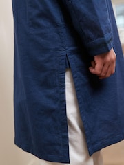 Navy Blue Regular Length Embroidered Boys Kurta (3-16yrs) - Image 4 of 7