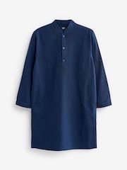 Navy Blue Regular Length Embroidered Boys Kurta (3-16yrs) - Image 5 of 7