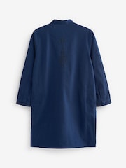Navy Blue Regular Length Embroidered Boys Kurta (3-16yrs) - Image 6 of 7