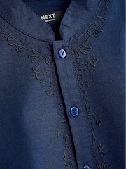 Navy Blue Regular Length Embroidered Boys Kurta (3-16yrs) - Image 7 of 7