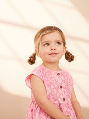 Pink Floral 100% Cotton Button Through Summer Dress (3mths-8yrs) - Image 3 of 8