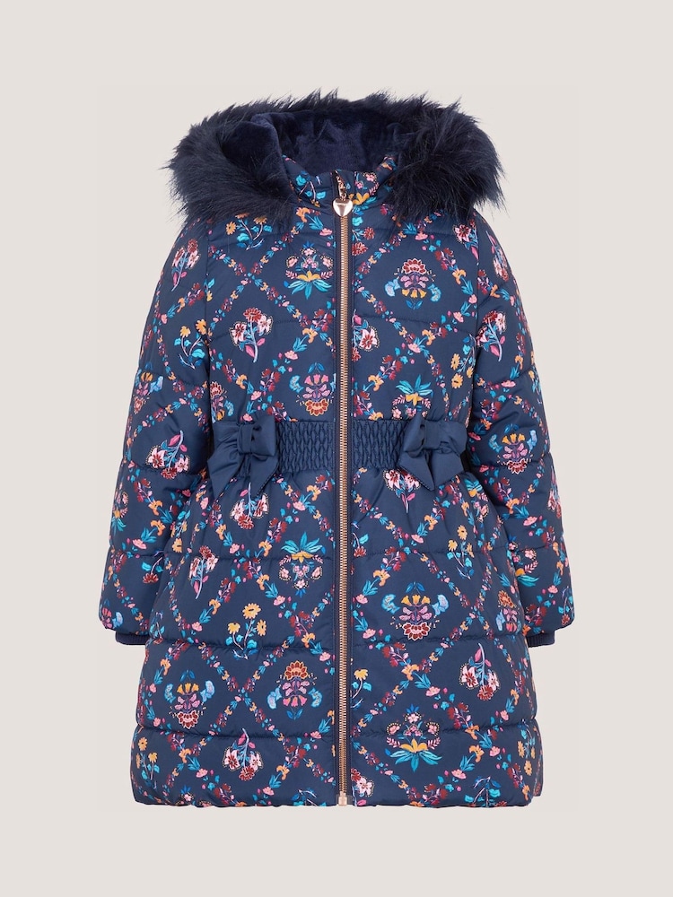 Monsoon Floral Print Bow Puffer Coat - Bild 1 von 2 Monsoon Floral Print Bow Puffer Coat - Bild 1 von 2