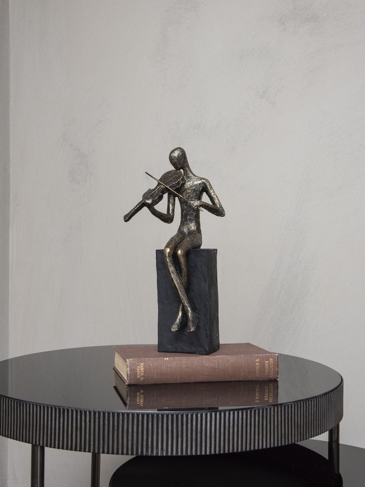 Libra Interiors Bronze Vanessa Violinist Textured Sculpture - Image 1 of 4