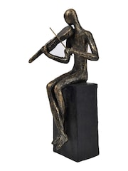 Libra Interiors Bronze Vanessa Violinist Textured Sculpture - Image 3 of 4