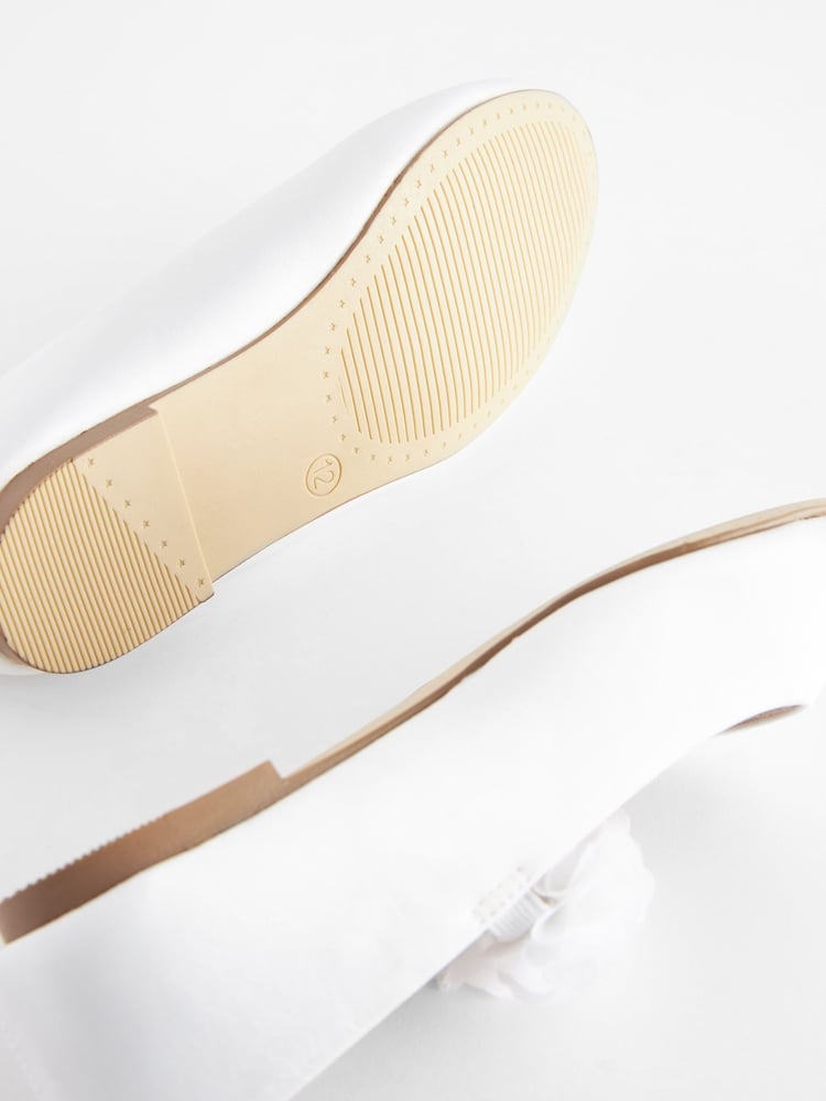 Alb - Pantofi de ocazie cu floare rezistentă la pătare - Imaginea 4 din 4