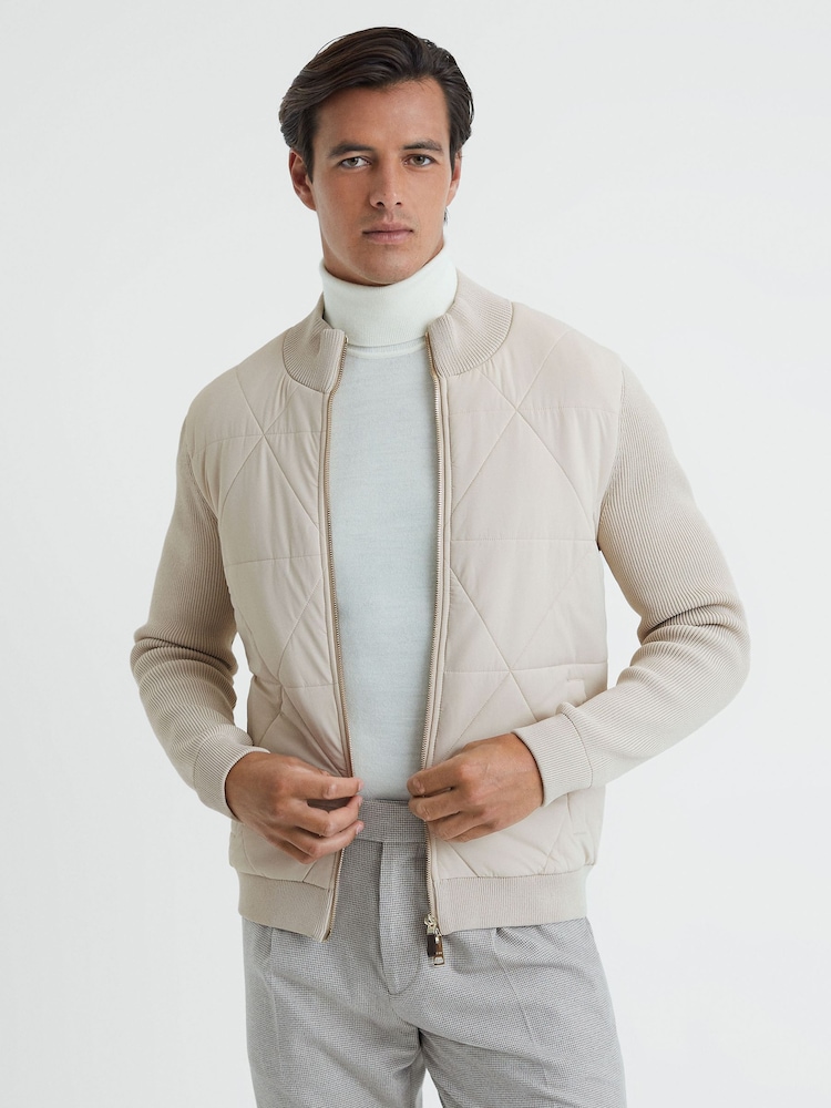Reiss Stone Amos Hybrid Zip-Through Quilted jacket - Image 1 of 5