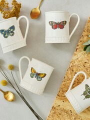 Portmeirion White Botanic Garden Harmony Set of 4 Butterfly Tank Mug 16oz - Image 1 of 4