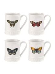 Portmeirion White Botanic Garden Harmony Set of 4 Butterfly Tank Mug 16oz - Image 4 of 4