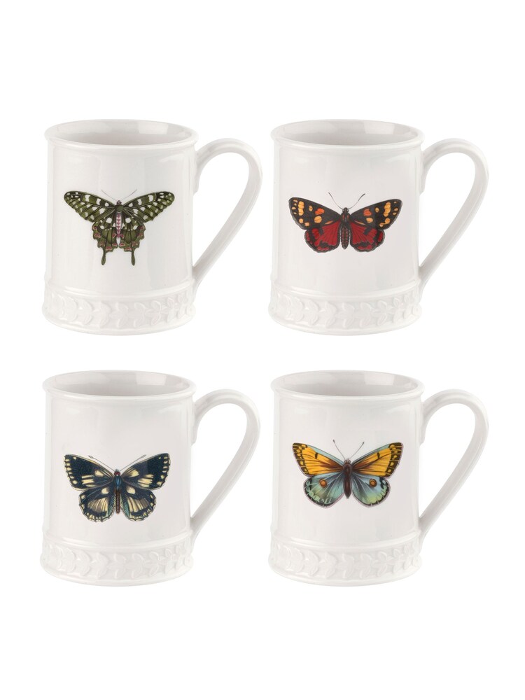 Portmeirion White Botanic Garden Harmony Set of 4 Butterfly Tank Mug 16oz - Image 4 of 4