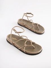 Mink Brown Forever Comfort® Leather Knot Detail Chunky Footbed Sandals - Image 4 of 7