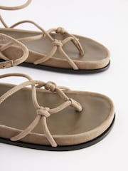 Mink Brown Forever Comfort® Leather Knot Detail Chunky Footbed Sandals - Image 5 of 7