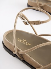 Mink Brown Forever Comfort® Leather Knot Detail Chunky Footbed Sandals - Image 6 of 7