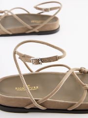 Mink Brown Forever Comfort® Leather Knot Detail Chunky Footbed Sandals - Image 7 of 7