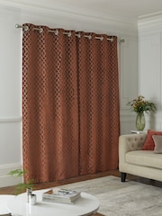 Orange Next Collection Luxe Heavyweight Maeve Damask Velvet Eyelet Lined Curtains - Image 2 of 5