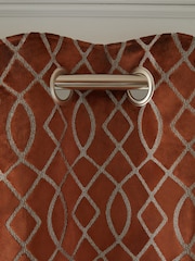 Orange Next Collection Luxe Heavyweight Maeve Damask Velvet Eyelet Lined Curtains - Image 4 of 5