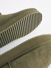 Khaki Green Shower Repellent Faux Fur Lined Platform Boots - Image 7 of 7