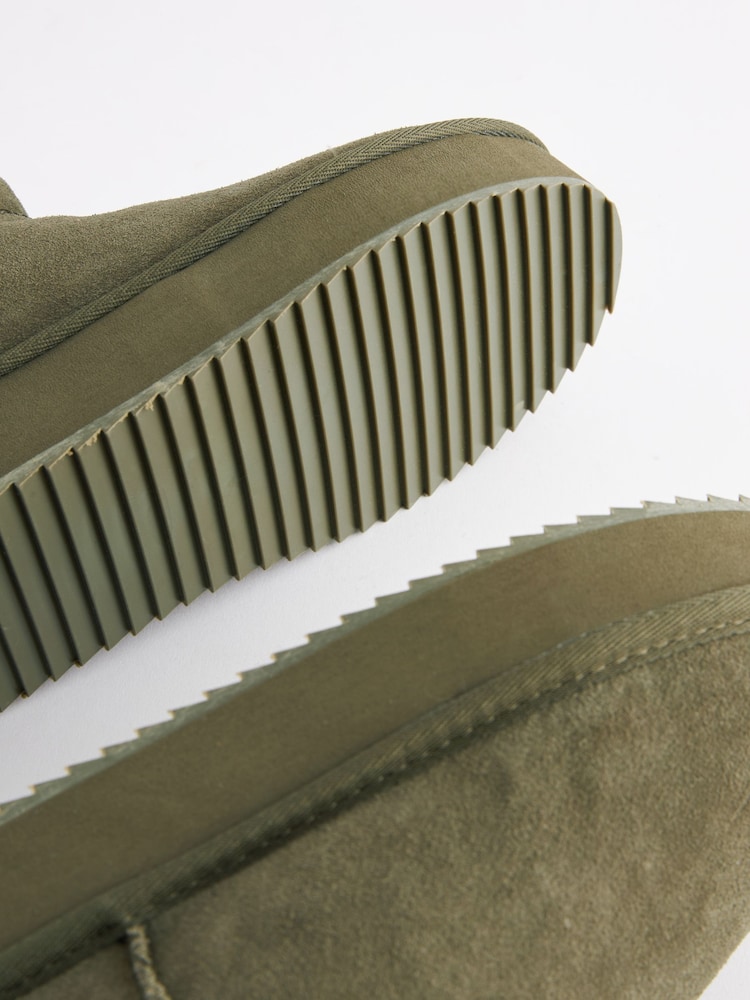 Khaki Green Shower Repellent Faux Fur Lined Platform Boots - Image 7 of 7