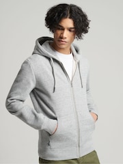 Superdry Grey Cotton Vintage Logo Embroidered Zip-Up Hoodie - Image 1 of 3