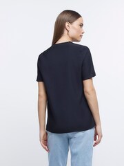 River Island V-Neck Black T-Shirt - Image 1 of 4