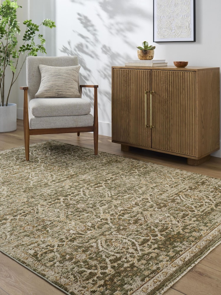 LIVABLISS Green Myrtle Avenue VI Galey Alix Vintage Traditional Boho Fringe Rug - Image 1 of 5 LIVABLISS Green Myrtle Avenue VI Galey Alix Vintage Traditional Boho Fringe Rug - Image 1 of 5