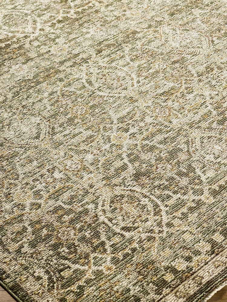 LIVABLISS Green Myrtle Avenue VI Galey Alix Vintage Traditional Boho Fringe Rug - Image 5 of 5 LIVABLISS Green Myrtle Avenue VI Galey Alix Vintage Traditional Boho Fringe Rug - Image 5 of 5