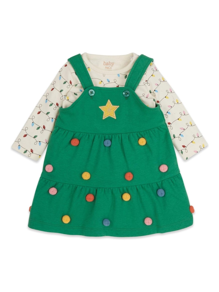 M&Co Green Christmas Tree Pinny Set - Image 1 of 5 M&Co Green Christmas Tree Pinny Set - Image 1 of 5