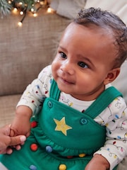 M&Co Green Christmas Tree Pinny Set - Image 4 of 5