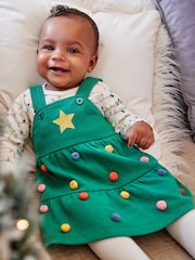 M&Co Green Christmas Tree Pinny Set - Image 5 of 5