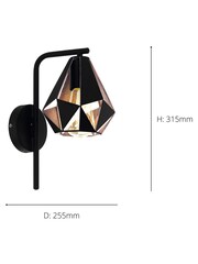 Eglo Black Carlton 4 Wall Light - Image 4 of 4
