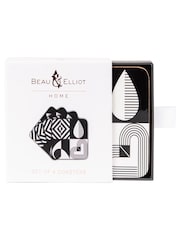 Navigate Set of 4 Black Monochrome Coasters In A Gift Box - Image 2 of 2