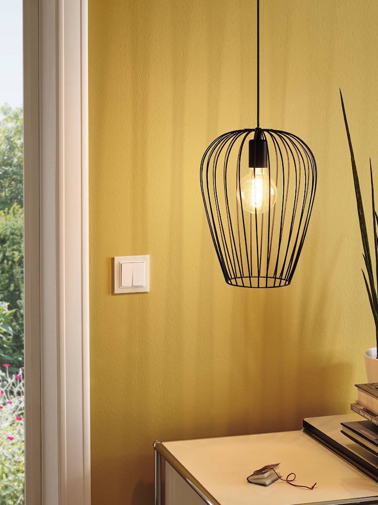 Eglo Black Newtown Large Caged Ceiling Light Pendant - Image 1 of 3